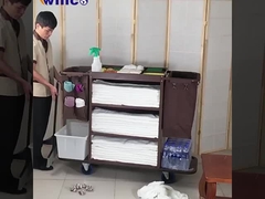 Brown Housekeeping Trolley Khách sạn Dụng vụ vệ sinh kim loại Chọn đồ nội thất